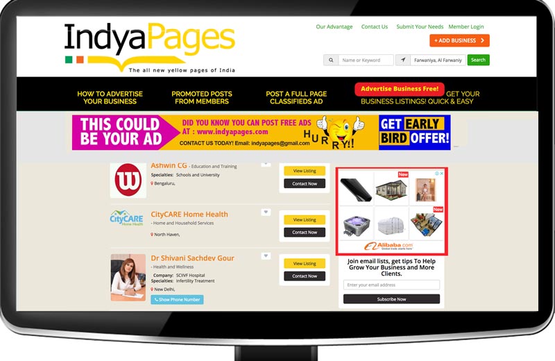 India home page sidebar banner - Indyapages - indyapages